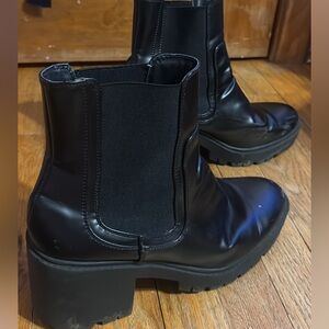 Black leather ankle boots